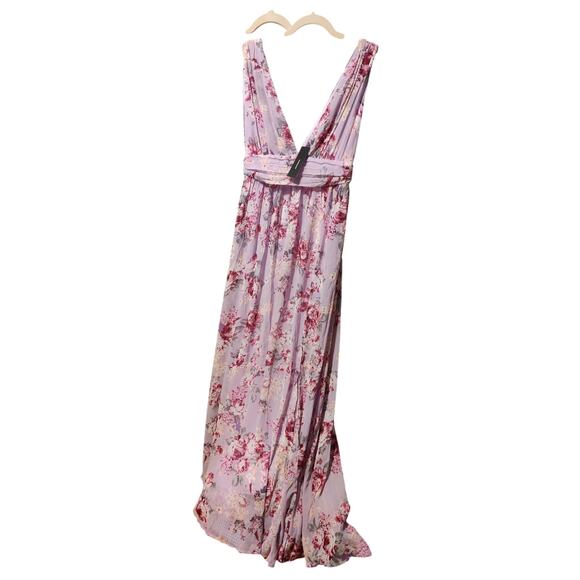 Lulus Garden Meandering Lavender Floral Print Maxi Dress Sz M Bohemian Cottage - Picture 5 of 8